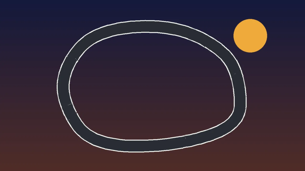Abstract illustration of a gray looping track outline at dusk