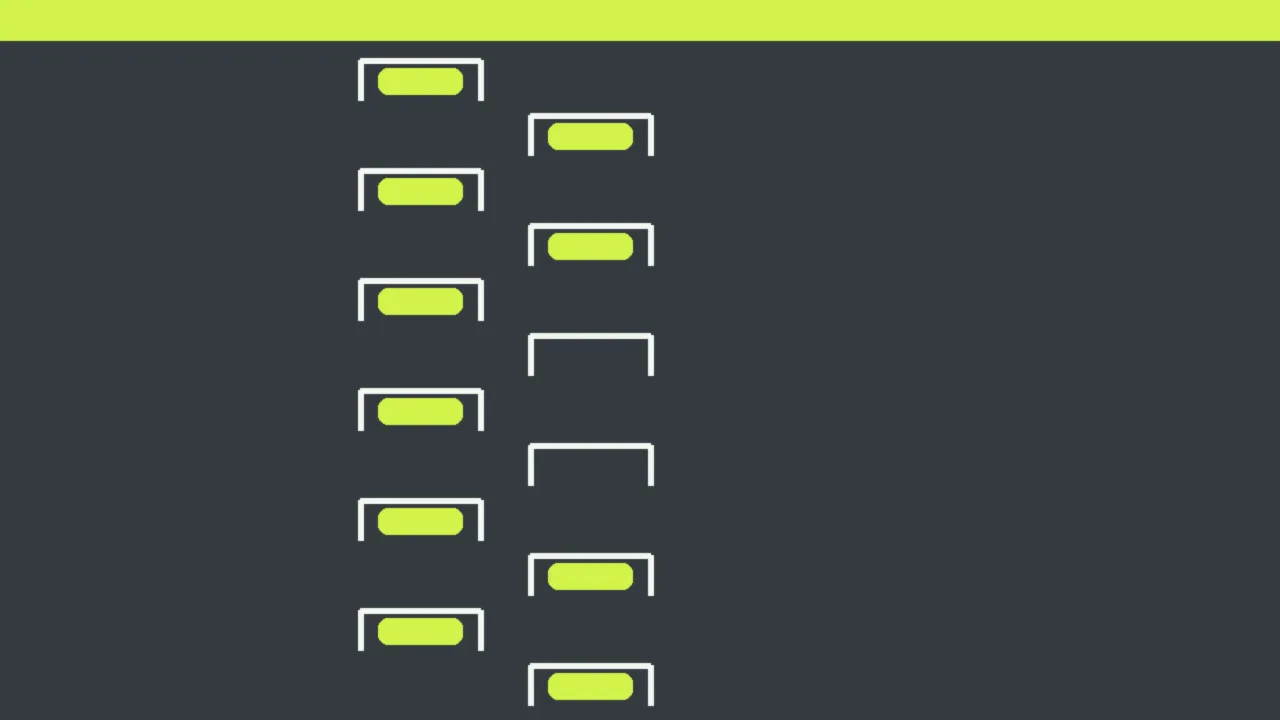 Abstract illustration of a starting grid seen from above with one slot highlighted in lime