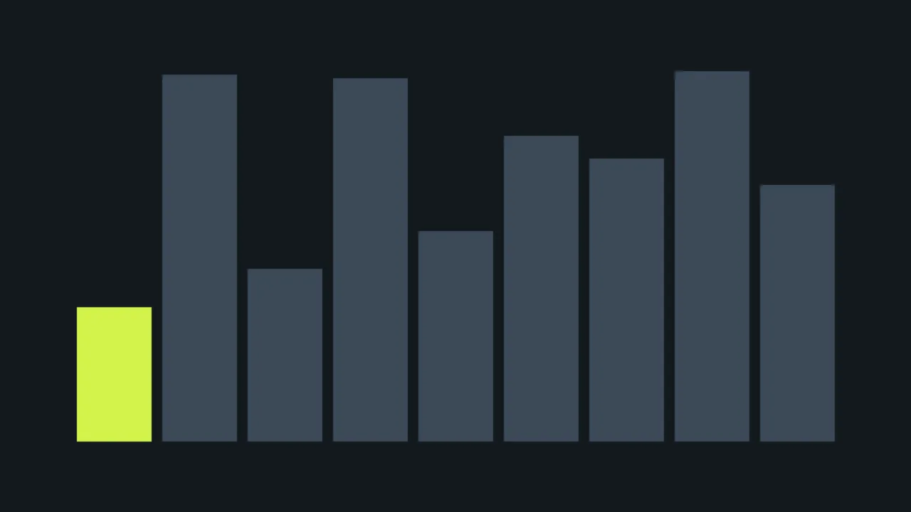 Abstract illustration of lime and gray bars of different heights like a performance chart