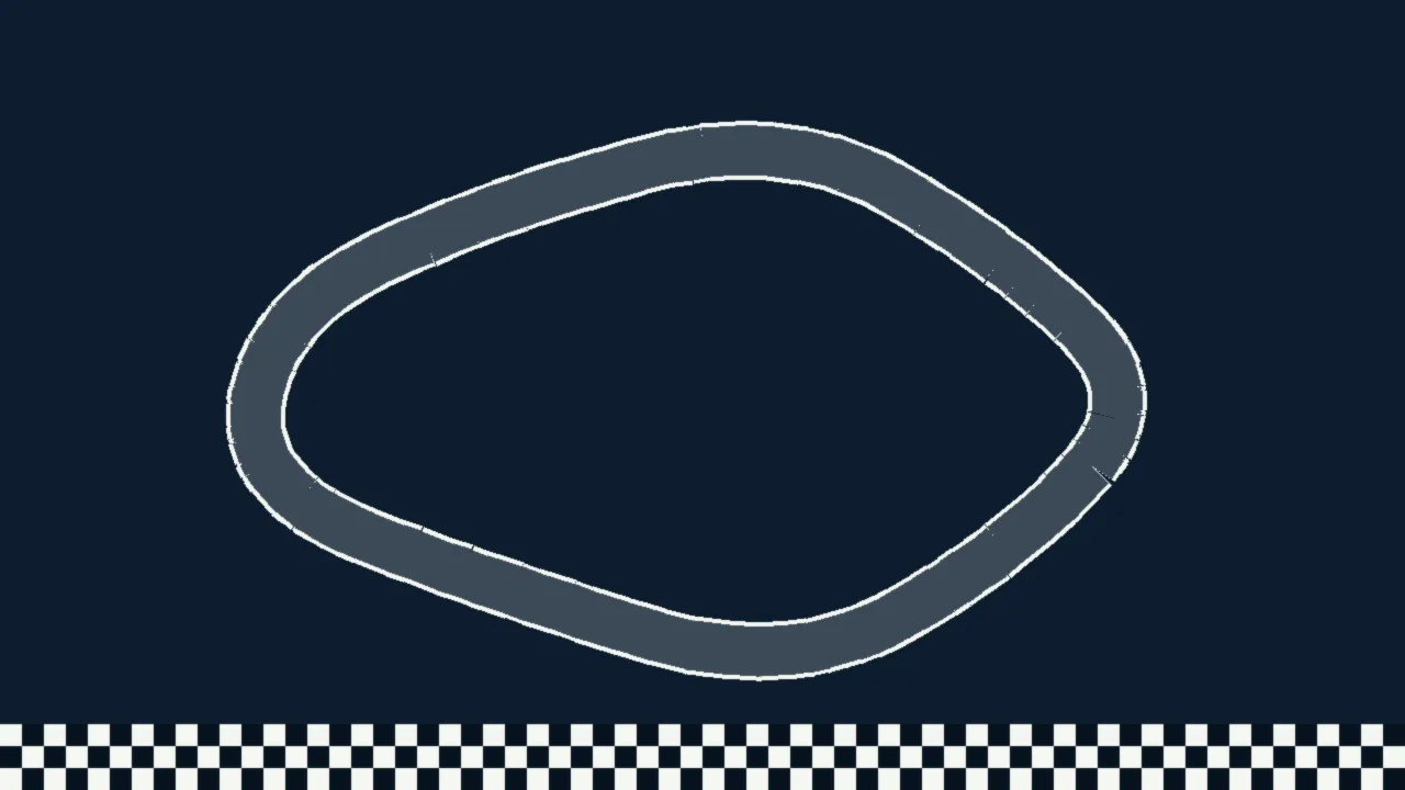 Abstract illustration of a lime track outline with white corner markers on a dark navy background