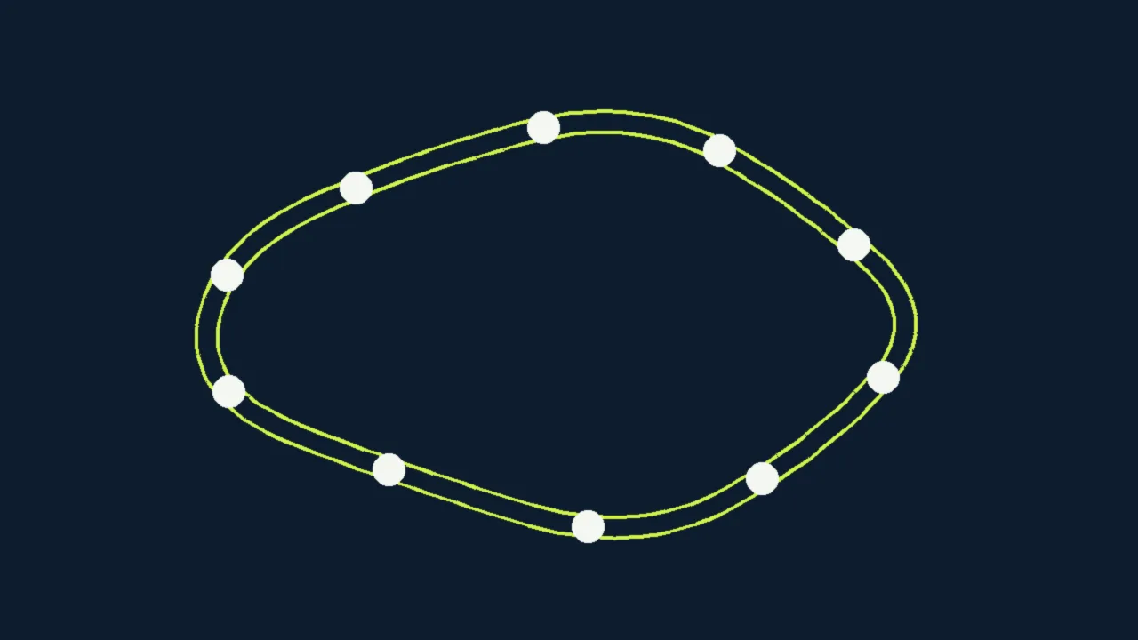 Abstract illustration of a lime track outline with white corner markers